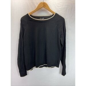 Smartwool Lightweight Black Sweater Wool Blnd Cream Contrast Womens L Casual